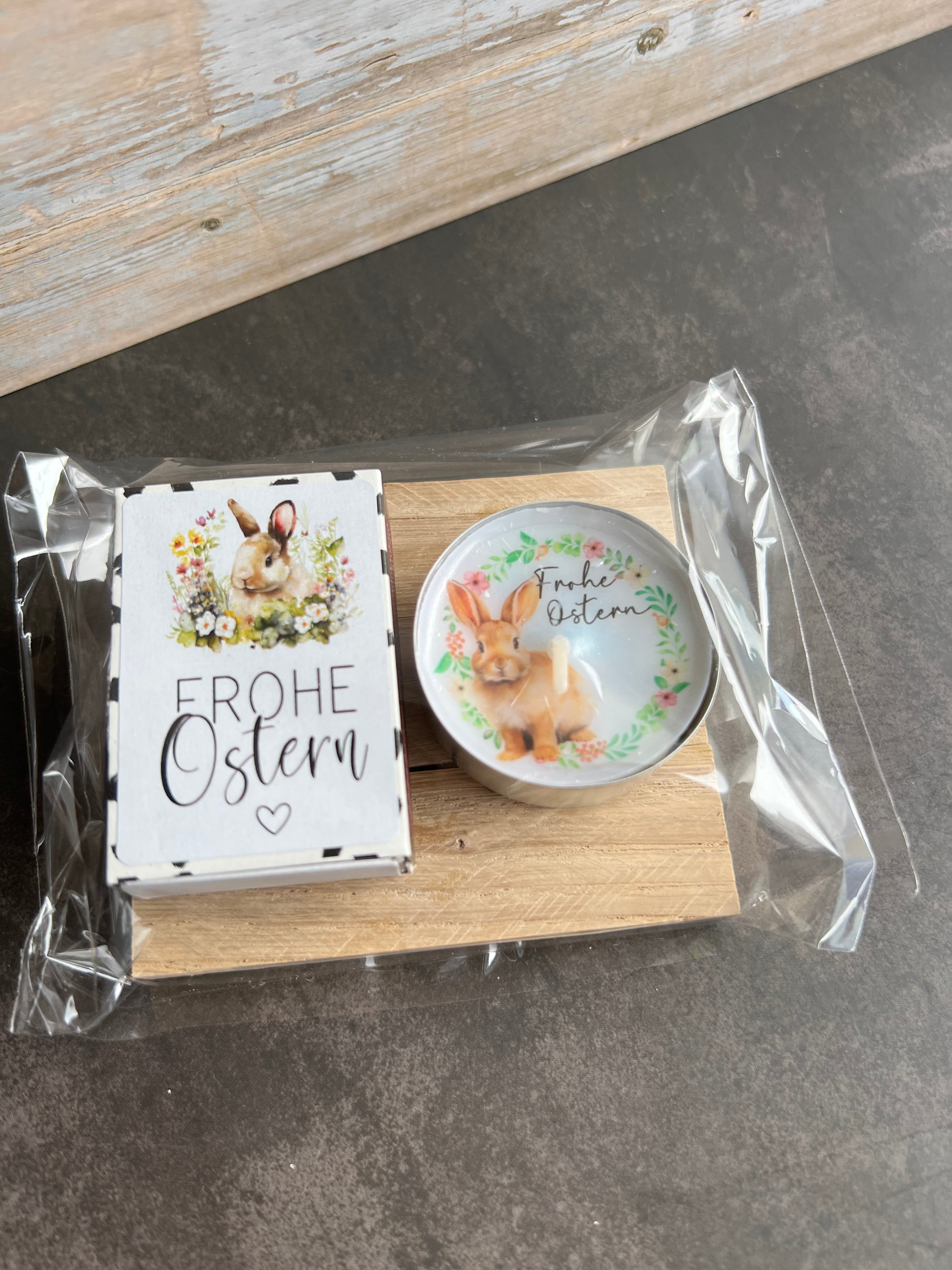 Teelicht-Geschenk auf Holz