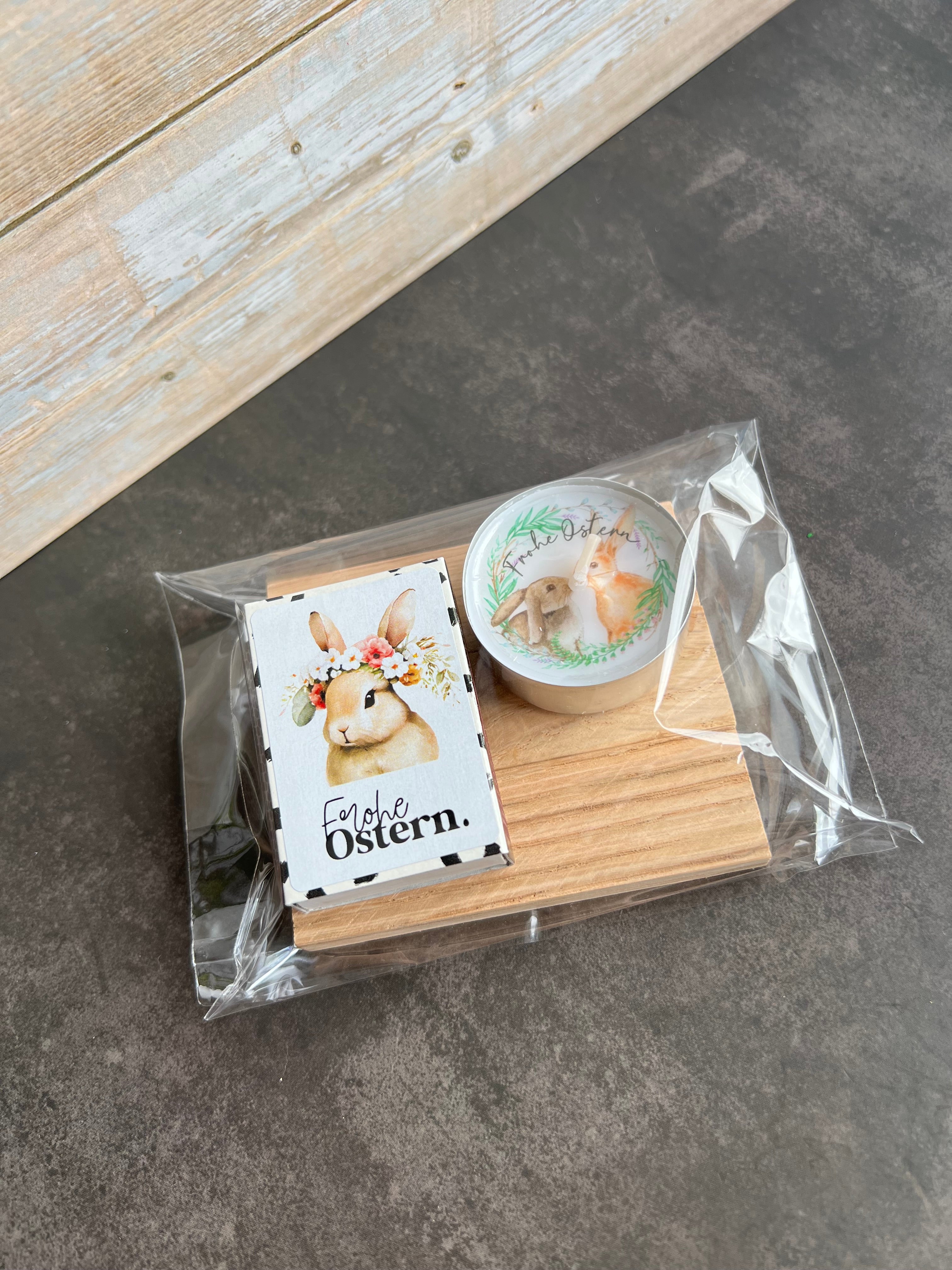 Teelicht-Geschenk auf Holz