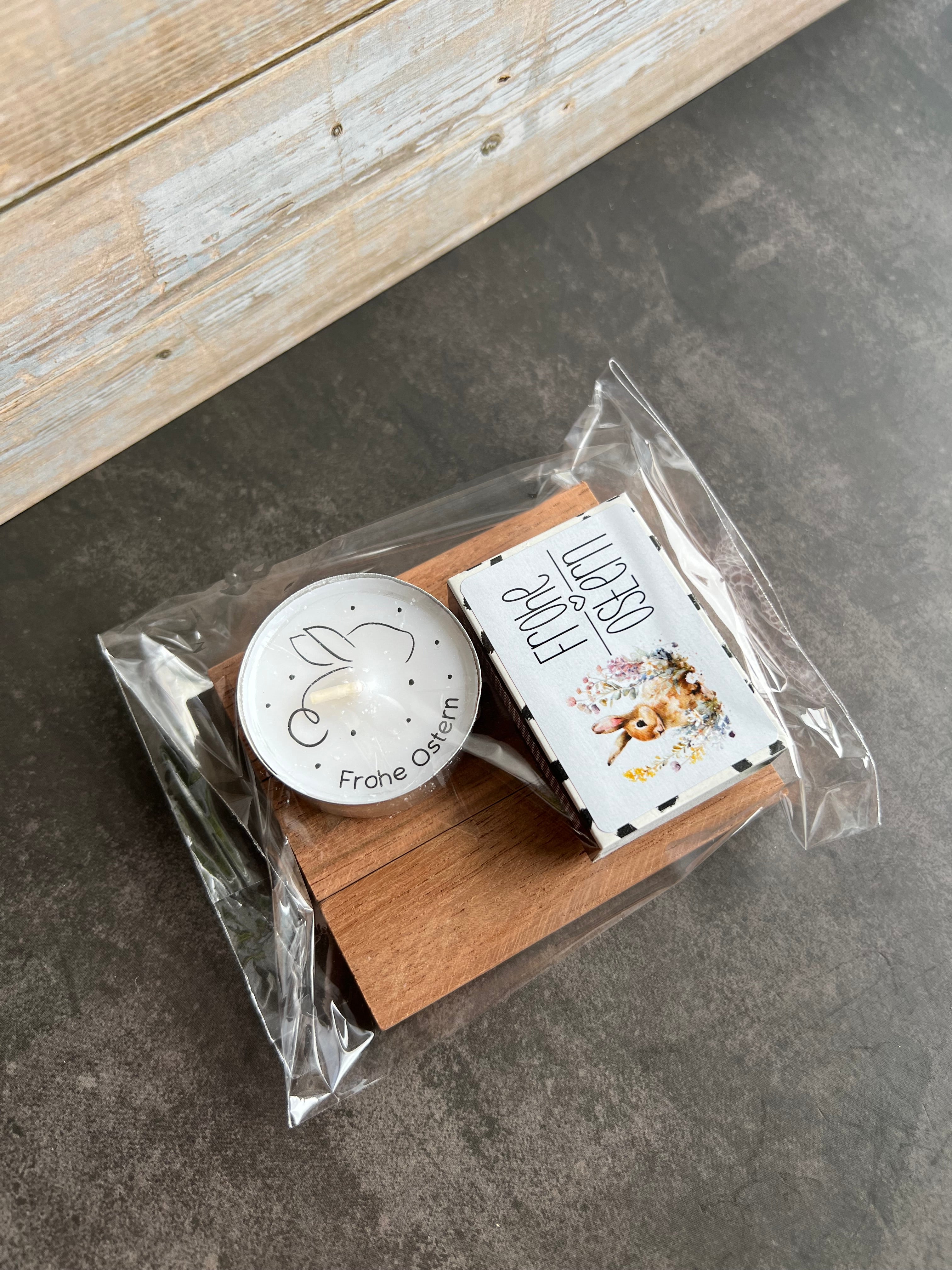 Teelicht-Geschenk auf Holz