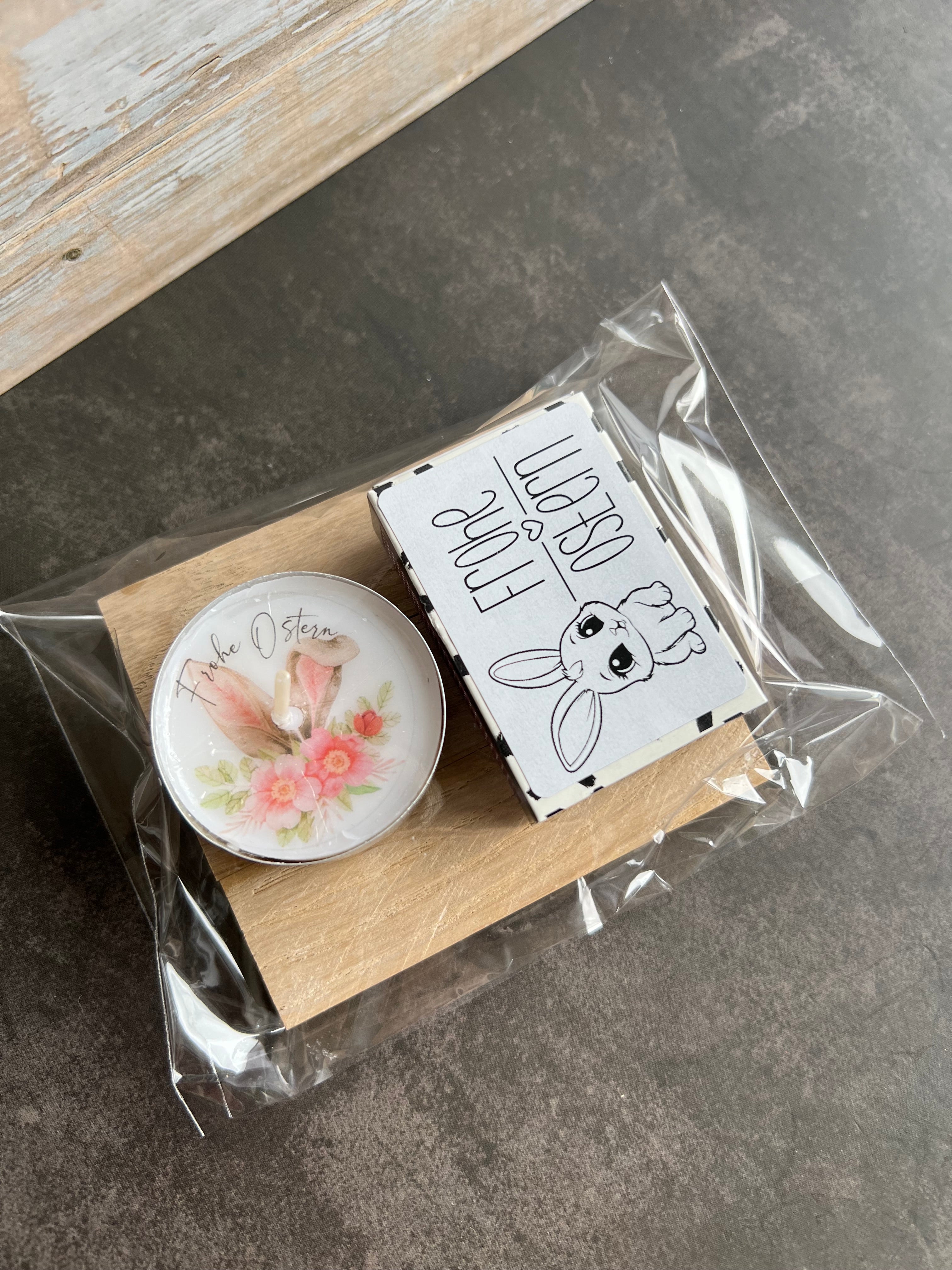 Teelicht-Geschenk auf Holz